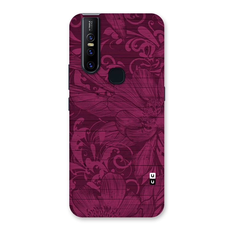 Magenta Floral Pattern Back Case for Vivo V15