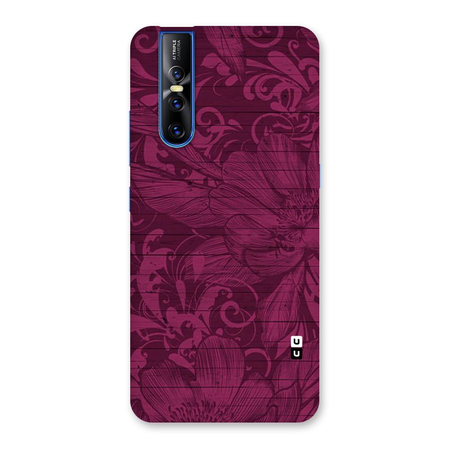 Magenta Floral Pattern Back Case for Vivo V15 Pro