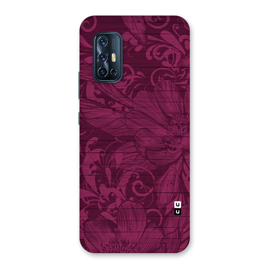 Magenta Floral Pattern Back Case for Vivo V17