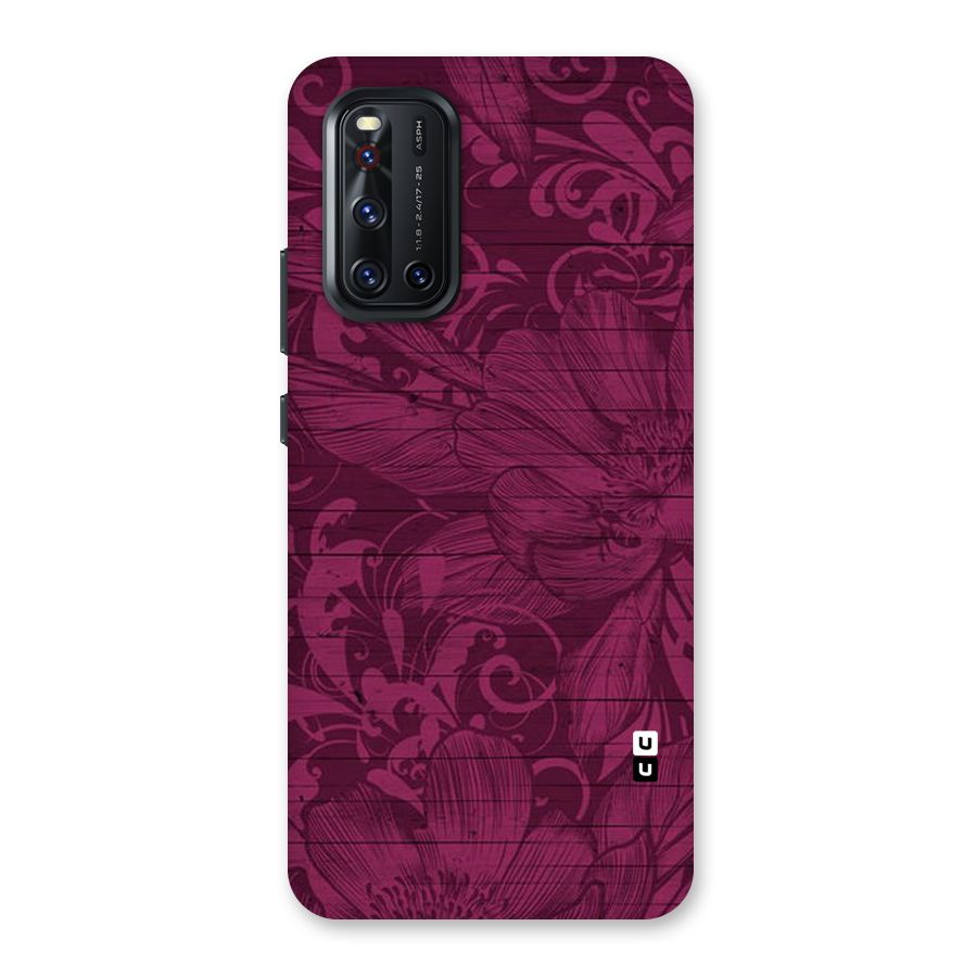 Magenta Floral Pattern Back Case for Vivo V19