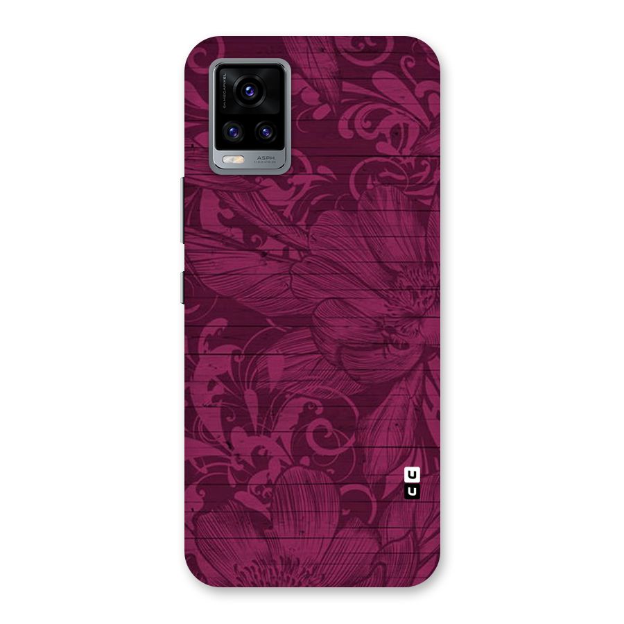 Magenta Floral Pattern Back Case for Vivo V20
