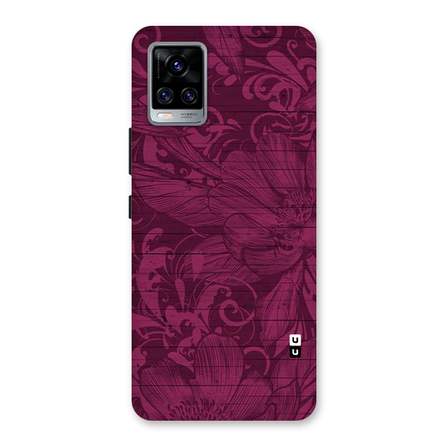 Magenta Floral Pattern Back Case for Vivo V20 Pro