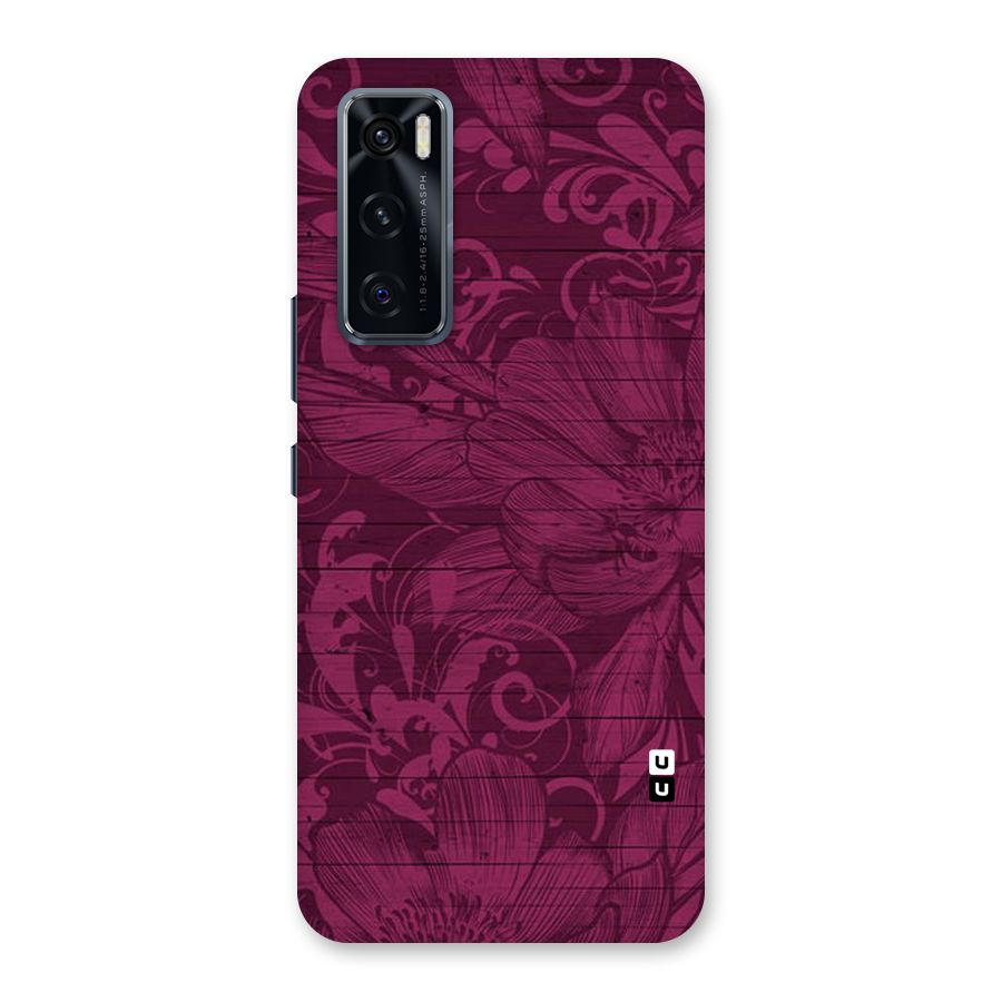 Magenta Floral Pattern Back Case for Vivo V20 SE