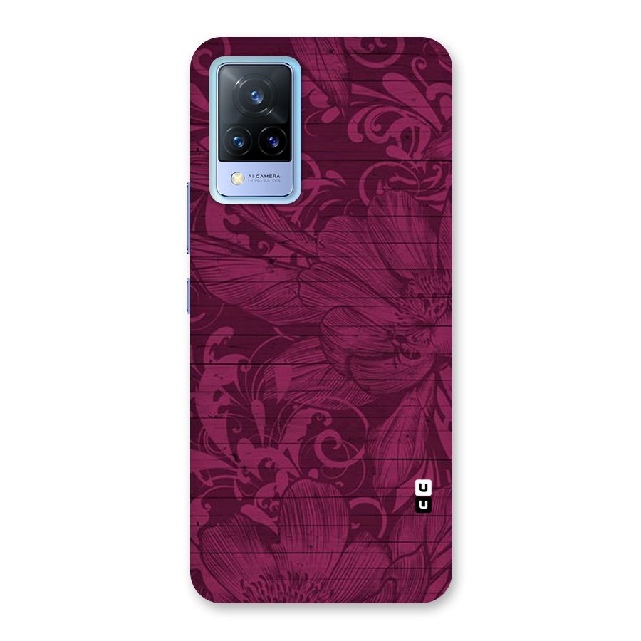 Magenta Floral Pattern Back Case for Vivo V21 5G