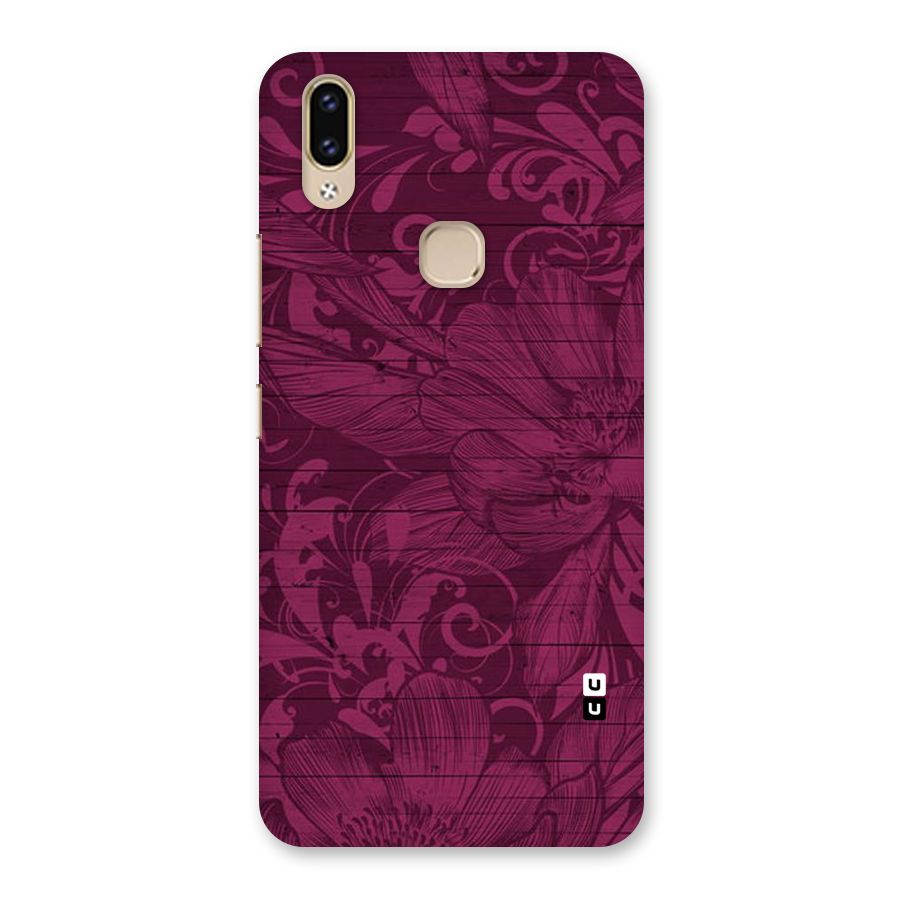 Magenta Floral Pattern Back Case for Vivo V9 Youth