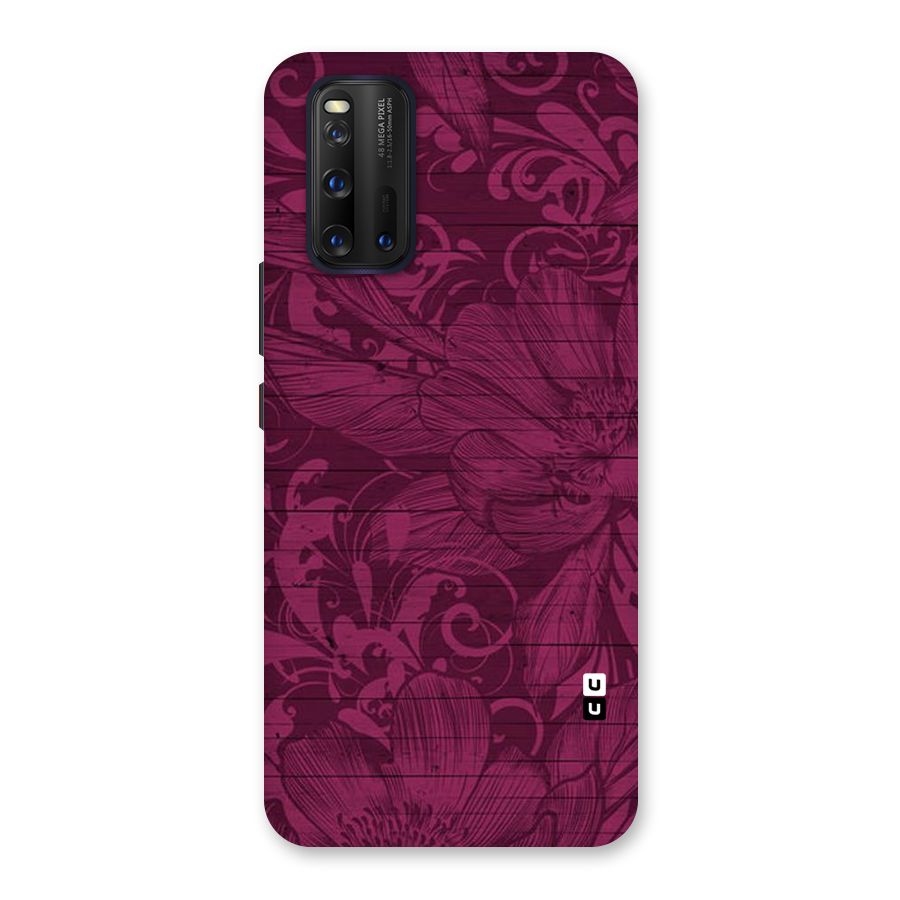 Magenta Floral Pattern Back Case for Vivo iQOO 3