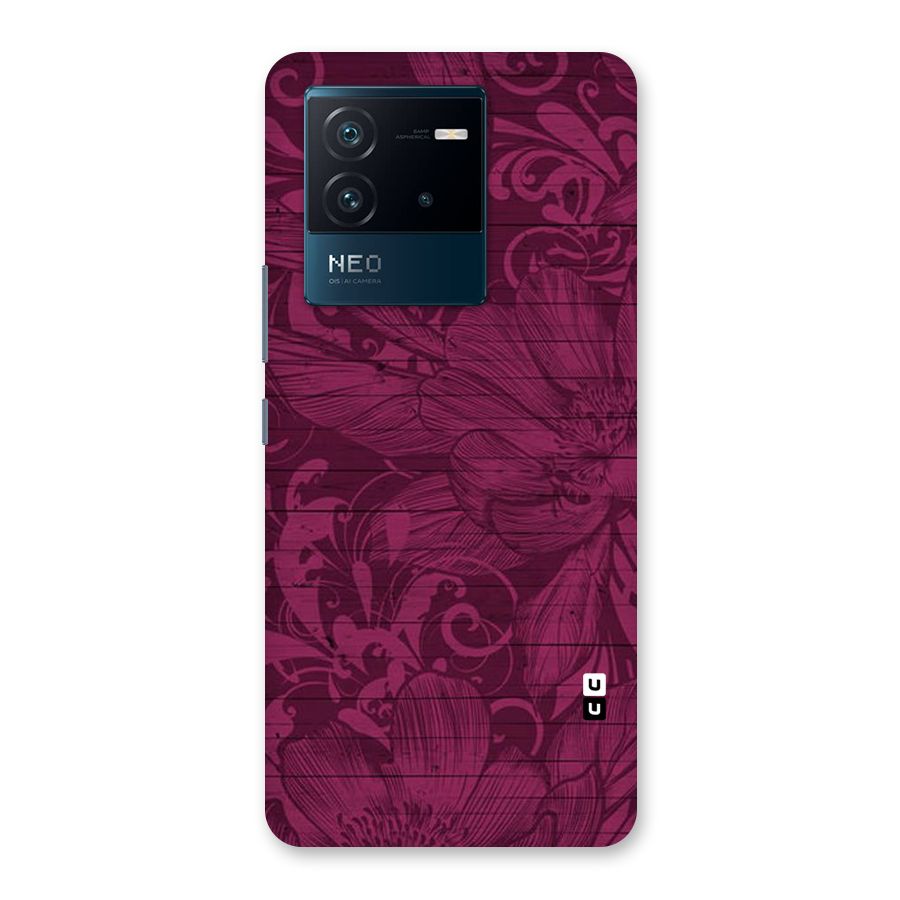Magenta Floral Pattern Back Case for Vivo iQOO Neo 6 5G