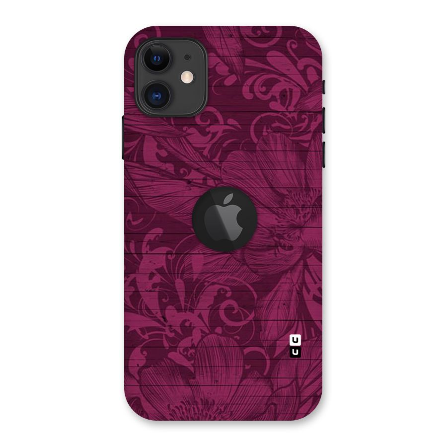 Magenta Floral Pattern Back Case for iPhone 11 Logo Cut