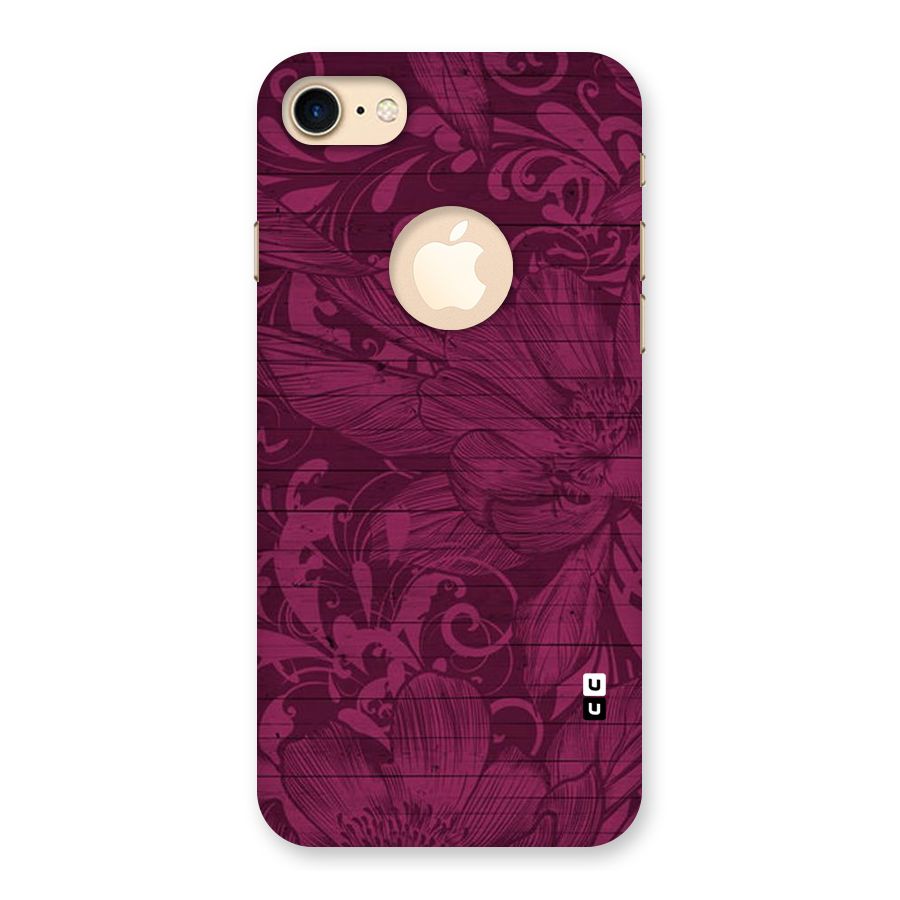 Magenta Floral Pattern Back Case for iPhone 8 Logo Cut