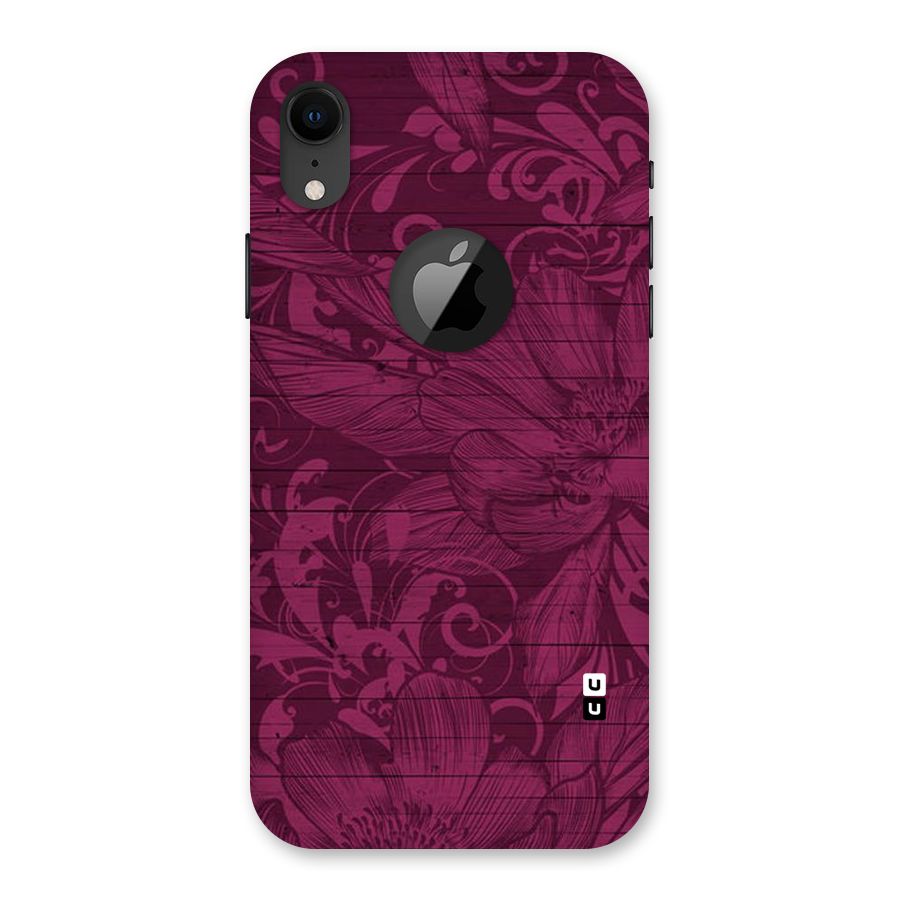 Magenta Floral Pattern Back Case for iPhone XR Logo Cut