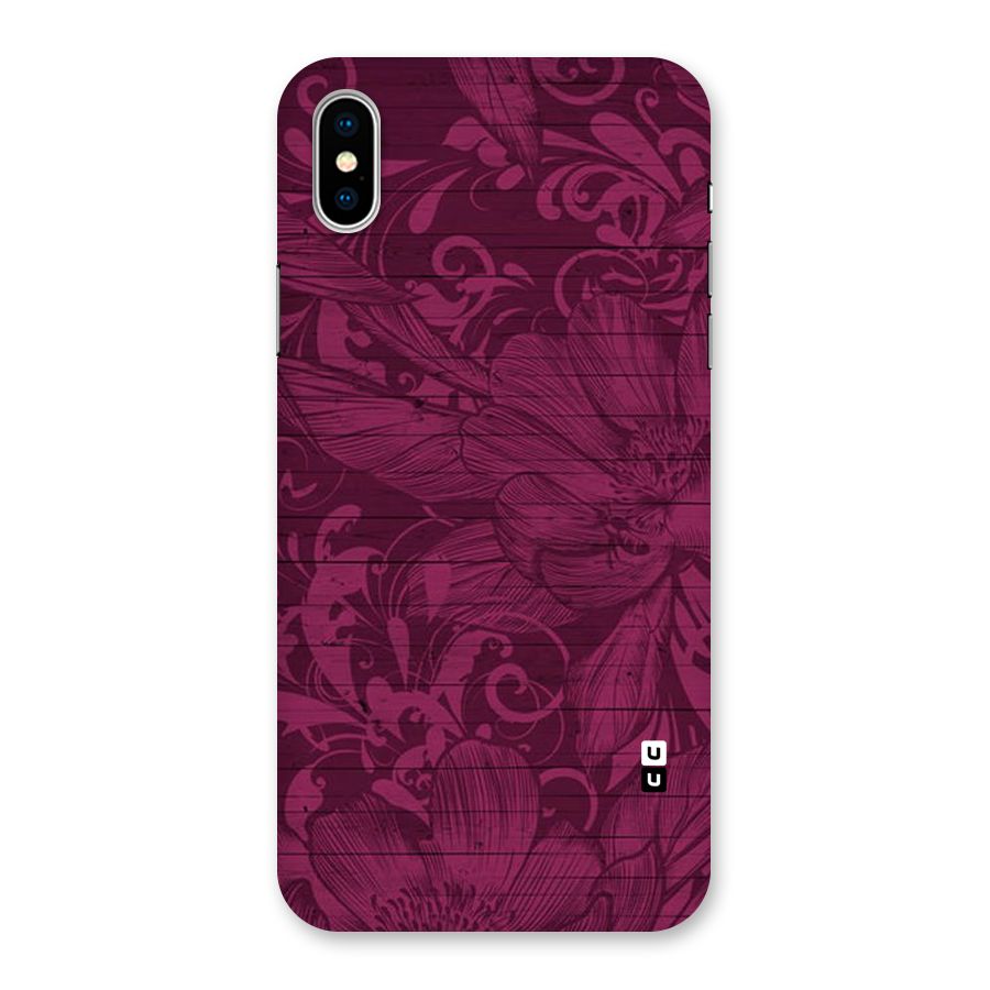 Magenta Floral Pattern Back Case for iPhone XS