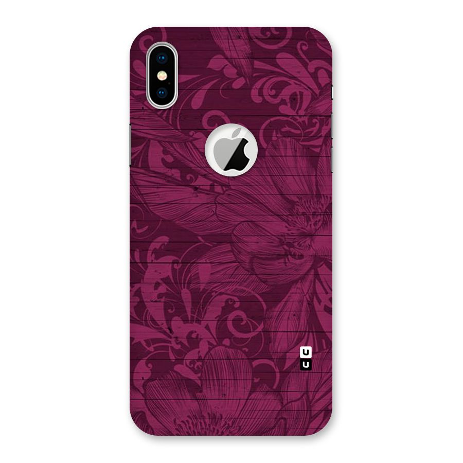 Magenta Floral Pattern Back Case for iPhone XS Logo Cut