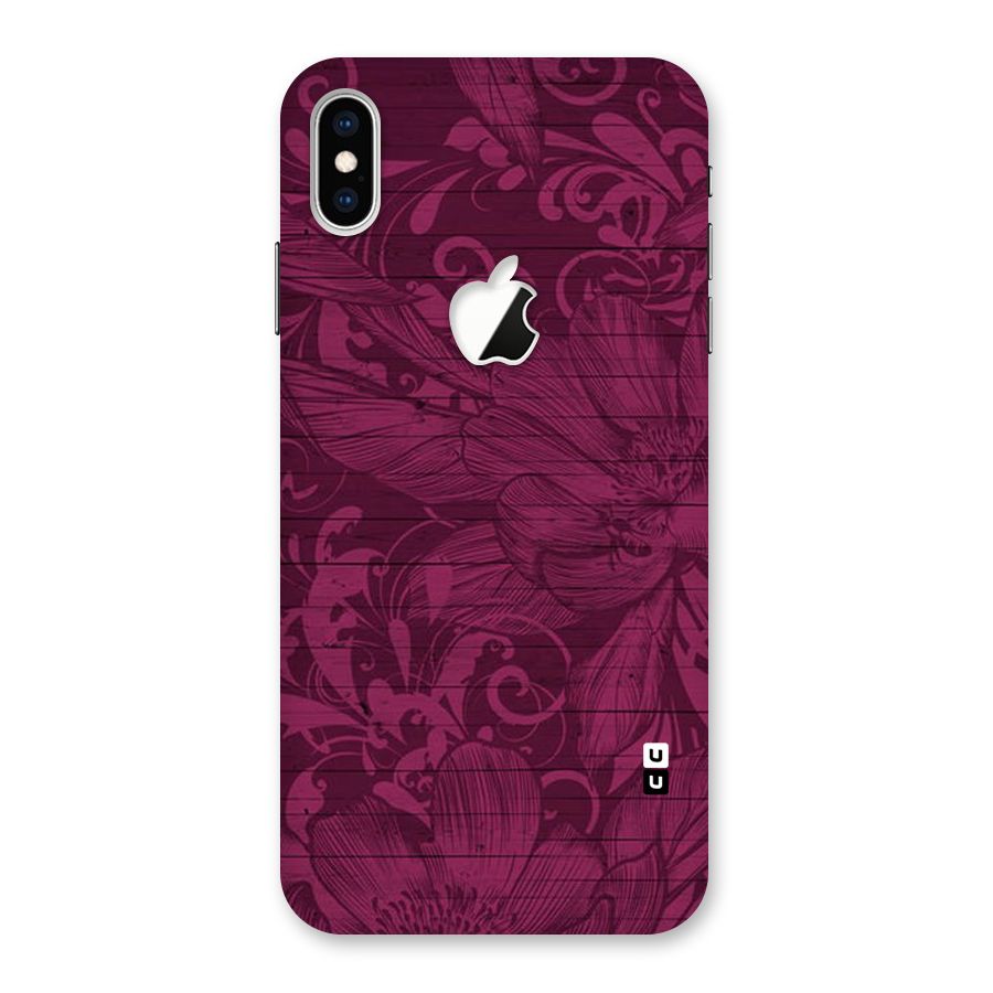 Magenta Floral Pattern Back Case for iPhone XS Max Apple Cut