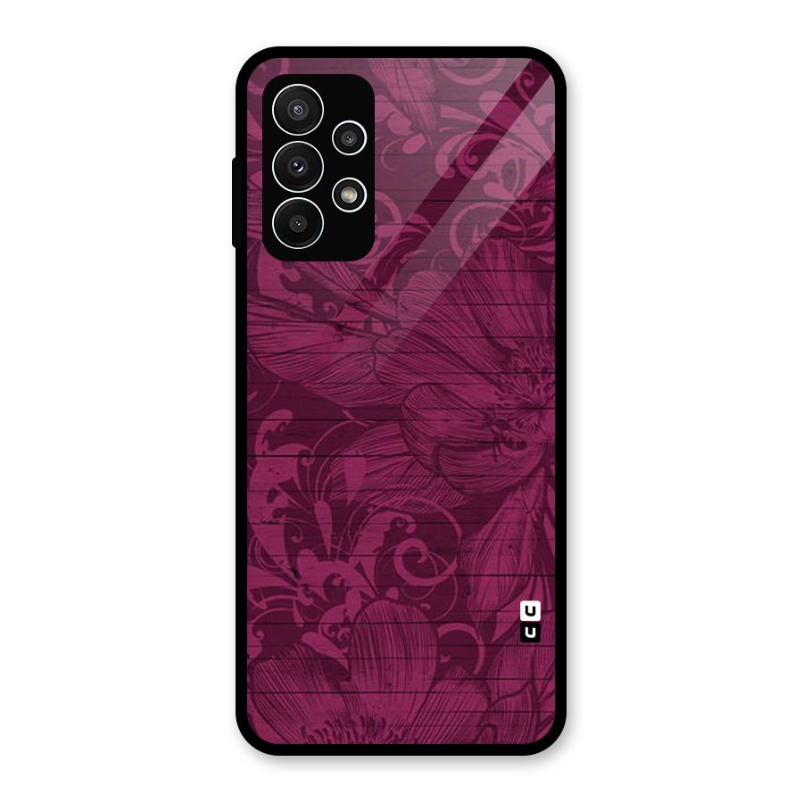 Magenta Floral Pattern Glass Back Case for Galaxy A23