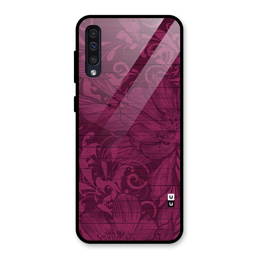Magenta Floral Pattern Glass Back Case for Galaxy A30s