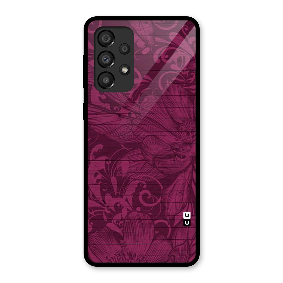 Magenta Floral Pattern Glass Back Case for Galaxy A33 5G