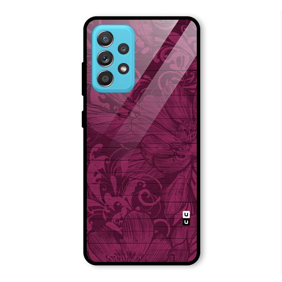 Magenta Floral Pattern Glass Back Case for Galaxy A52