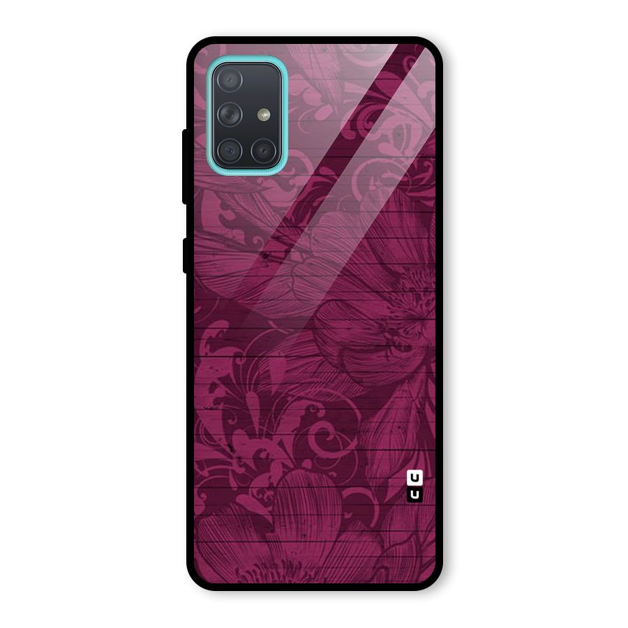 Magenta Floral Pattern Glass Back Case for Galaxy A71