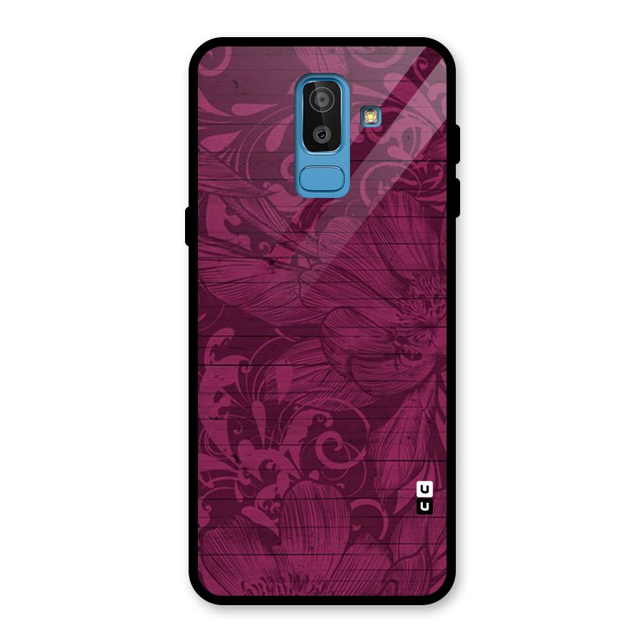 Magenta Floral Pattern Glass Back Case for Galaxy J8