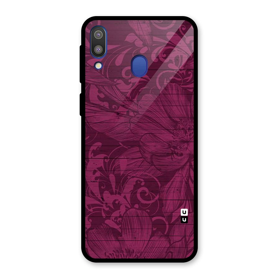 Magenta Floral Pattern Glass Back Case for Galaxy M20