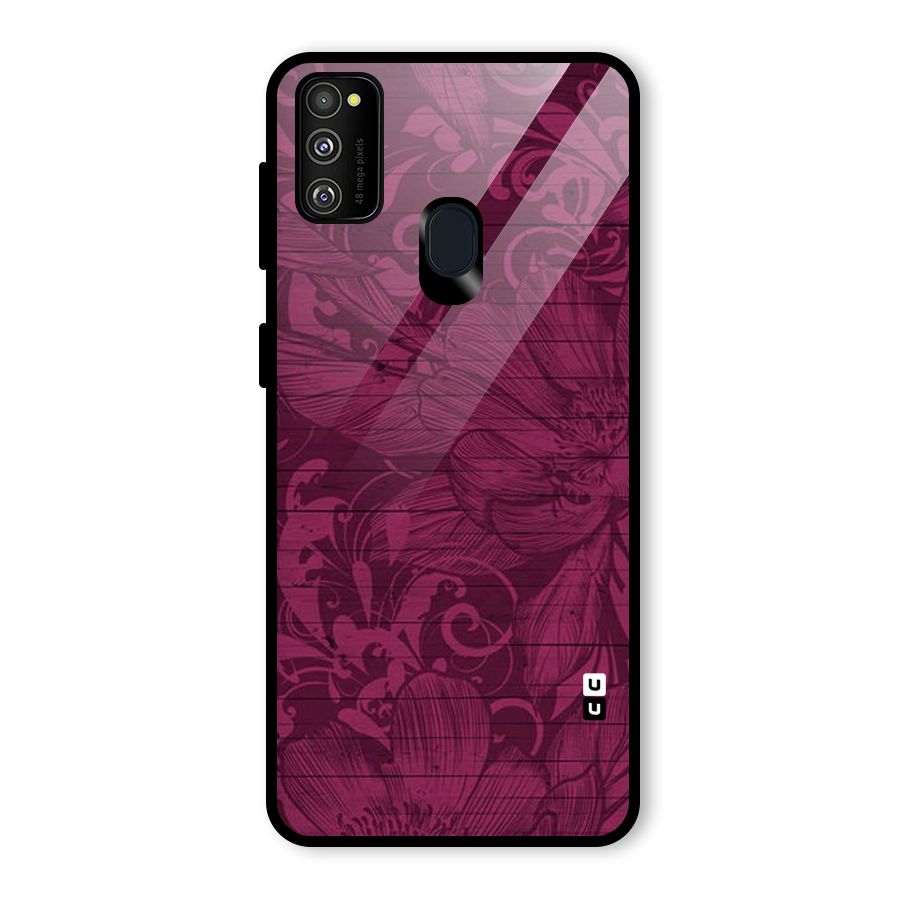 Magenta Floral Pattern Glass Back Case for Galaxy M30s