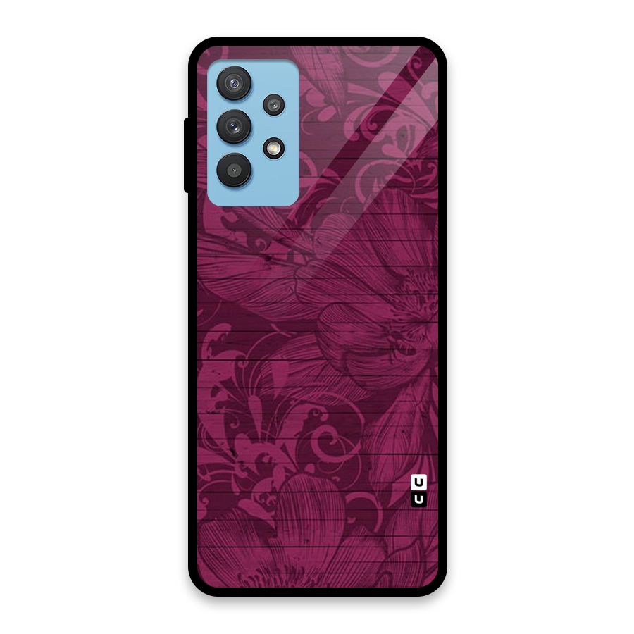 Magenta Floral Pattern Glass Back Case for Galaxy M32 5G