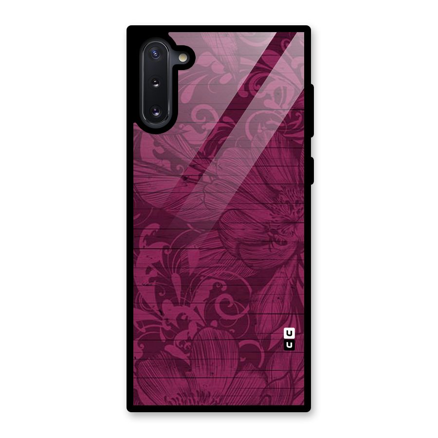 Magenta Floral Pattern Glass Back Case for Galaxy Note 10