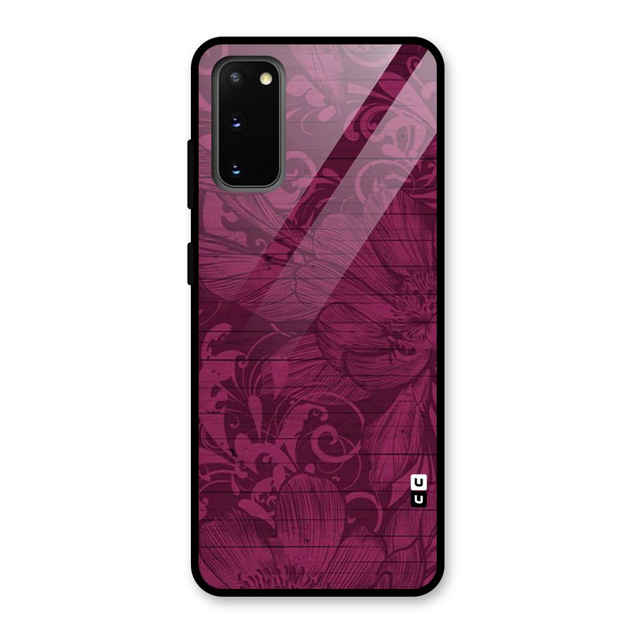 Magenta Floral Pattern Glass Back Case for Galaxy S20