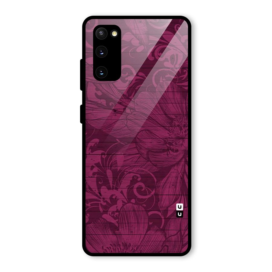 Magenta Floral Pattern Glass Back Case for Galaxy S20 FE