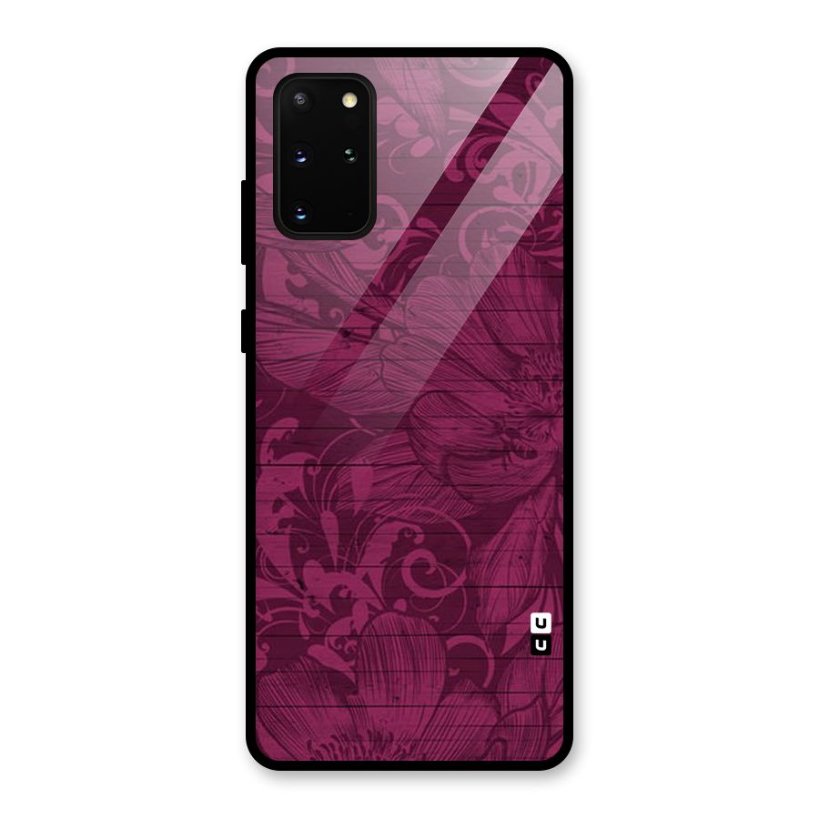 Magenta Floral Pattern Glass Back Case for Galaxy S20 Plus