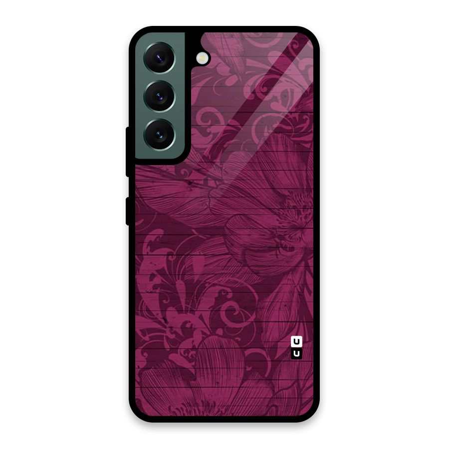 Magenta Floral Pattern Glass Back Case for Galaxy S22 5G
