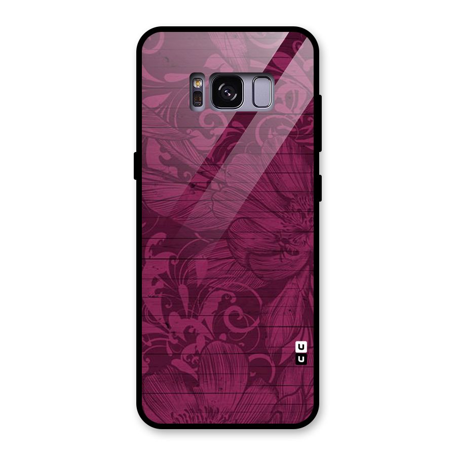 Magenta Floral Pattern Glass Back Case for Galaxy S8