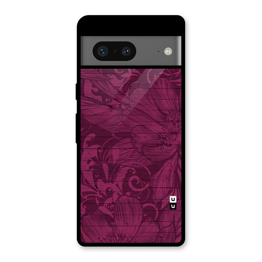 Magenta Floral Pattern Glass Back Case for Google Pixel 7