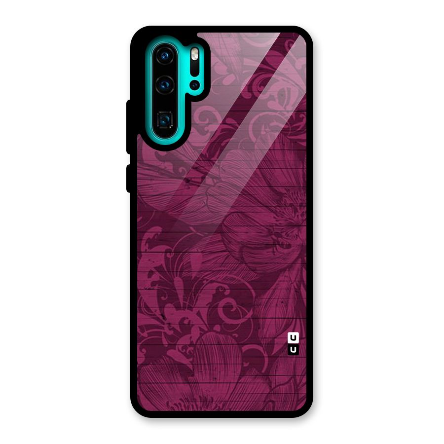 Magenta Floral Pattern Glass Back Case for Huawei P30 Pro