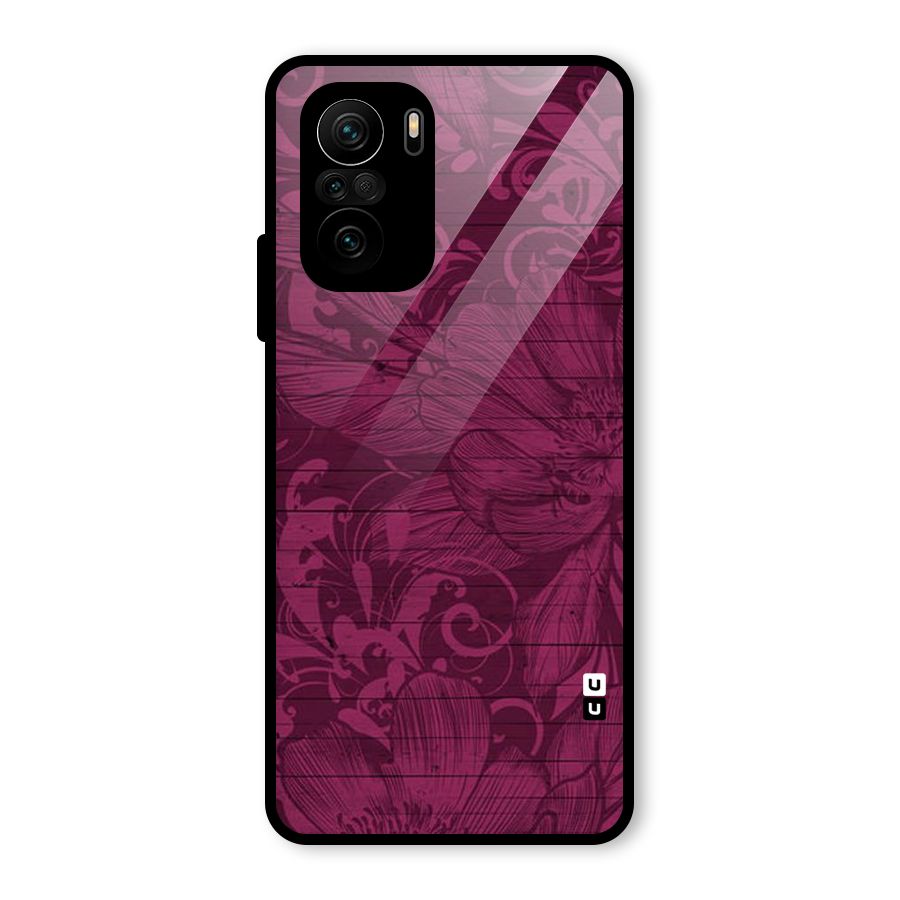 Magenta Floral Pattern Glass Back Case for Mi 11X Pro