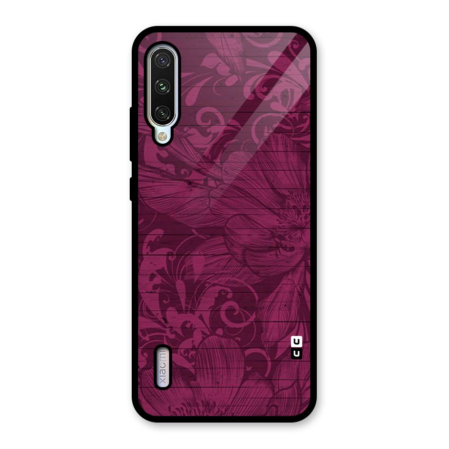 Magenta Floral Pattern Glass Back Case for Mi A3