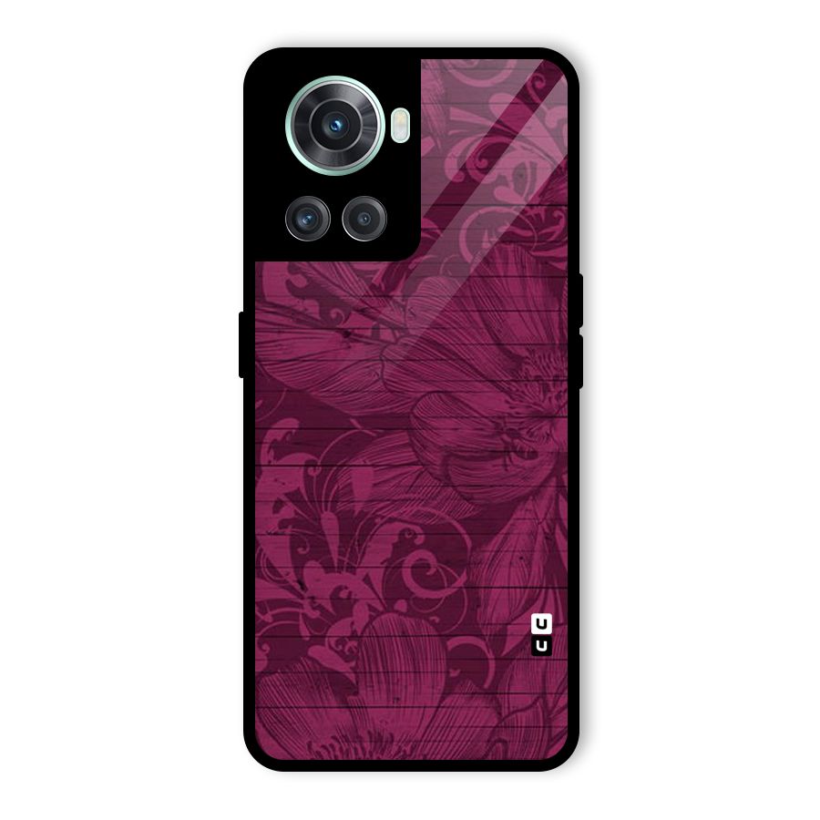 Magenta Floral Pattern Glass Back Case for OnePlus 10R