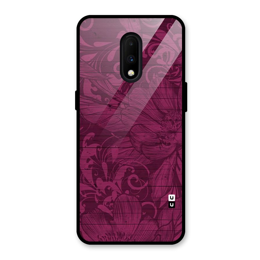 Magenta Floral Pattern Glass Back Case for OnePlus 7