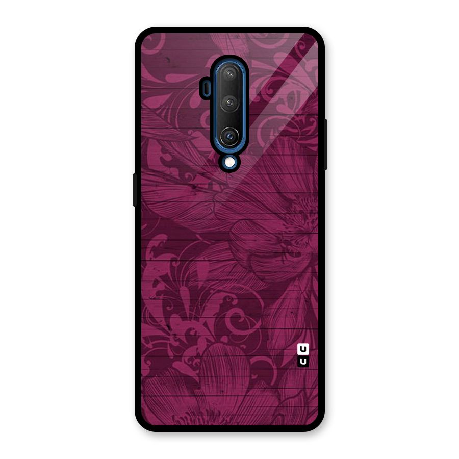 Magenta Floral Pattern Glass Back Case for OnePlus 7T Pro