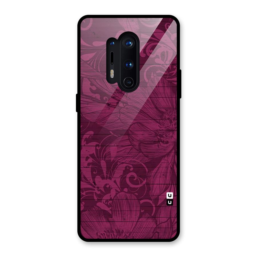 Magenta Floral Pattern Glass Back Case for OnePlus 8 Pro