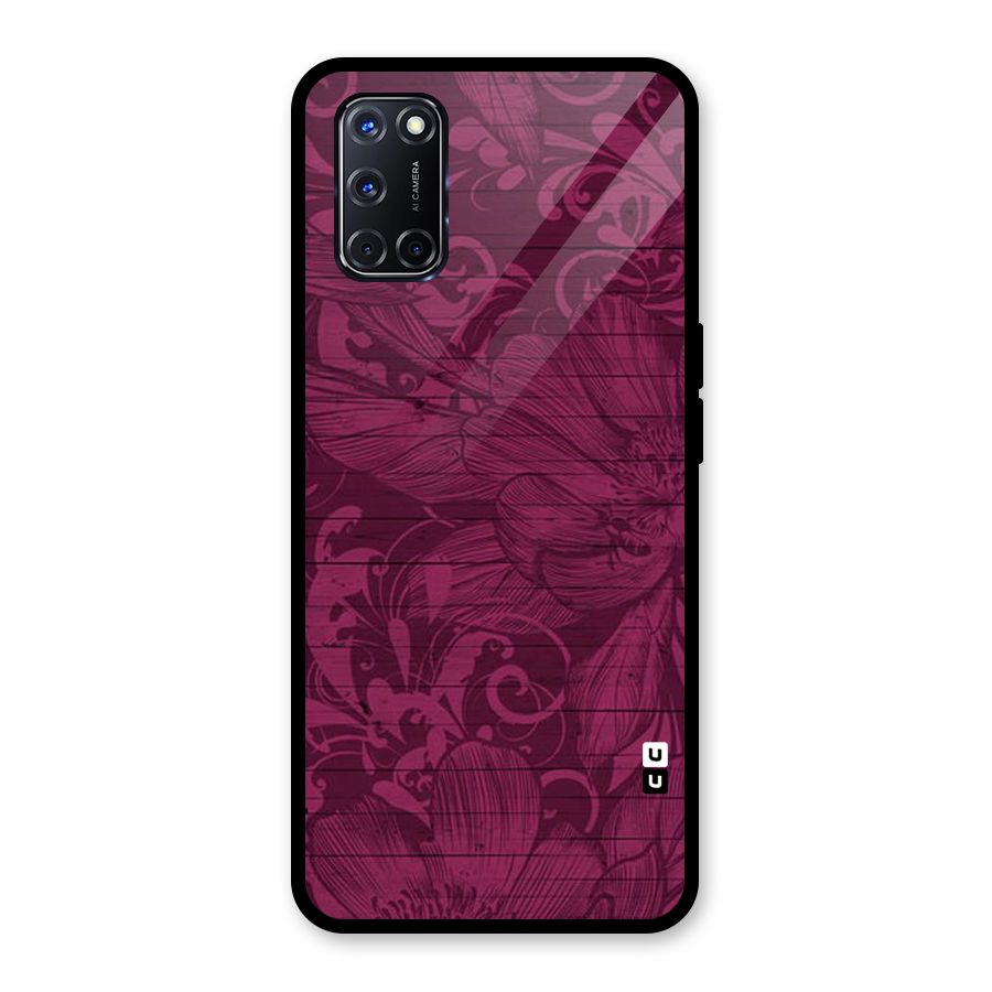 Magenta Floral Pattern Glass Back Case for Oppo A52