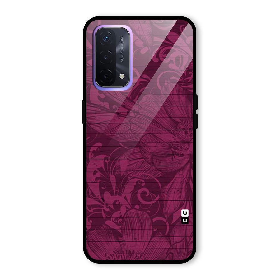 Magenta Floral Pattern Glass Back Case for Oppo A74 5G