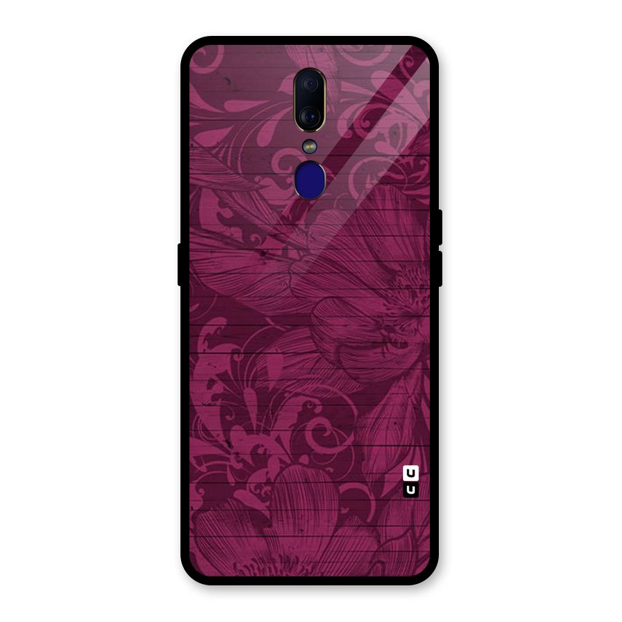 Magenta Floral Pattern Glass Back Case for Oppo F11