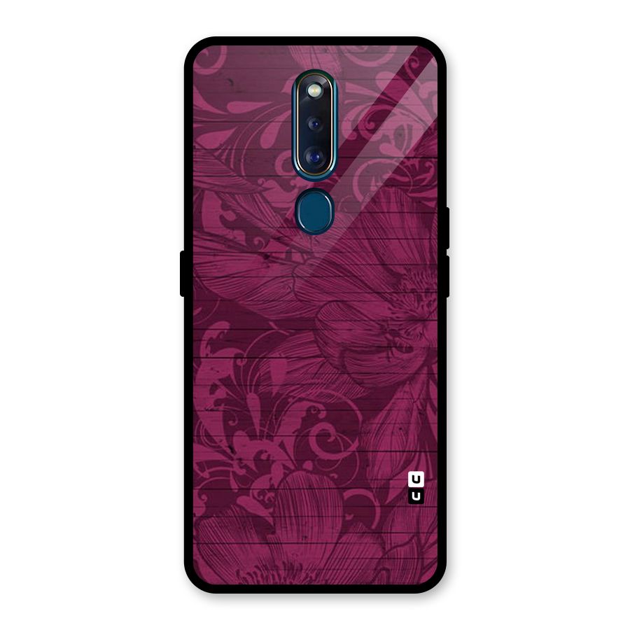 Magenta Floral Pattern Glass Back Case for Oppo F11 Pro