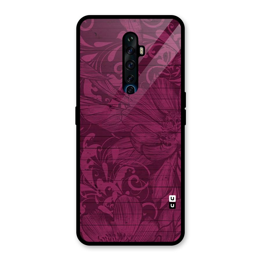 Magenta Floral Pattern Glass Back Case for Oppo Reno2 F