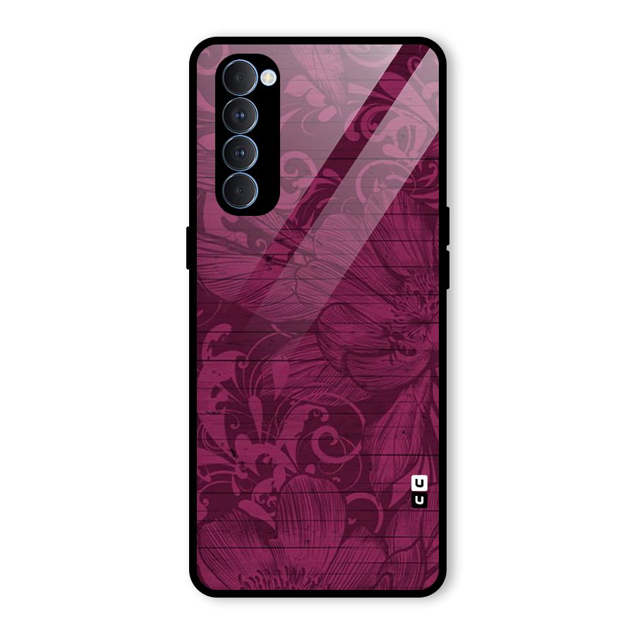 Magenta Floral Pattern Glass Back Case for Oppo Reno4 Pro