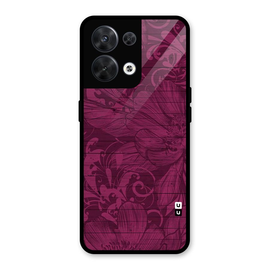 Magenta Floral Pattern Glass Back Case for Oppo Reno8 5G
