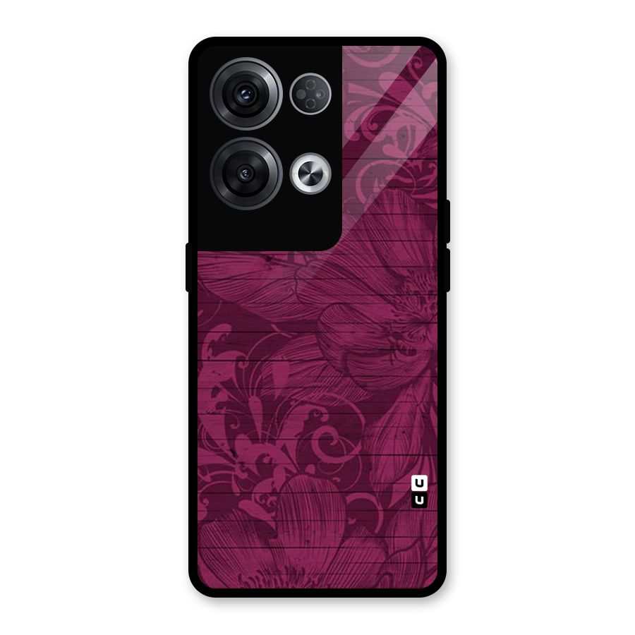 Magenta Floral Pattern Glass Back Case for Oppo Reno8 Pro 5G