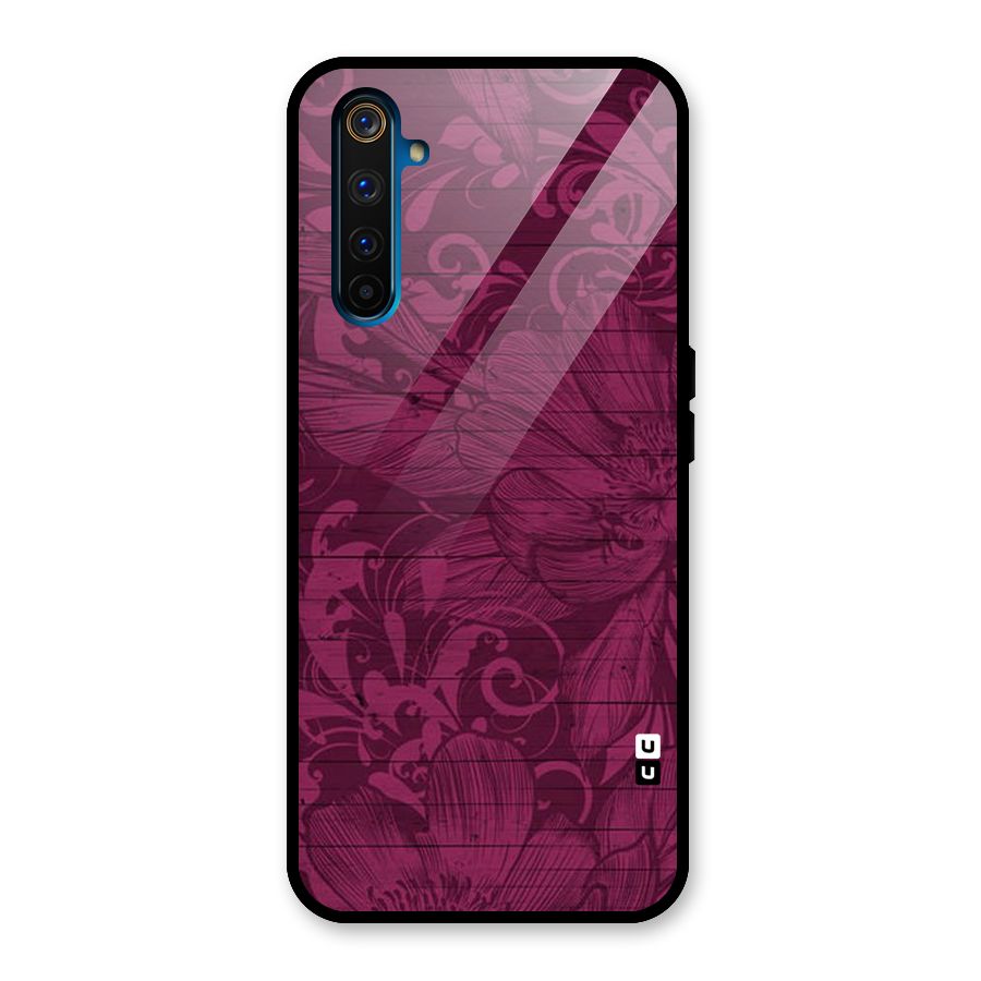 Magenta Floral Pattern Glass Back Case for Realme 6 Pro