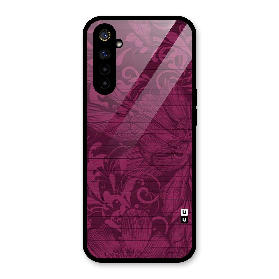 Magenta Floral Pattern Glass Back Case for Realme 6i